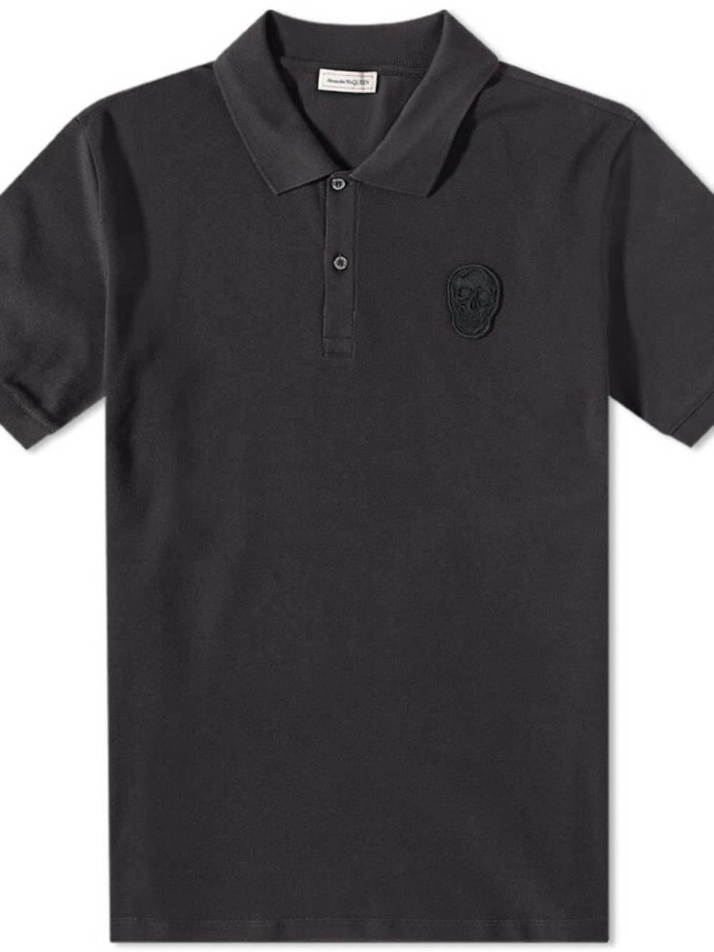 Alexander McQueen Black Polo with Embroidered Skull M